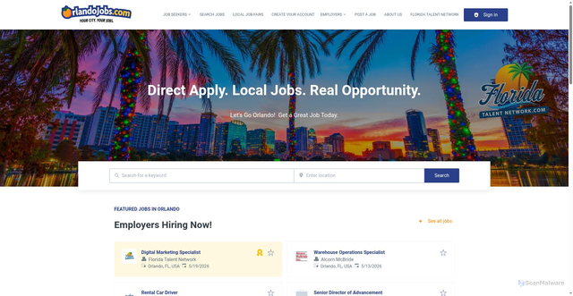 Security scan screenshot of https://www.orlandojobs.com/