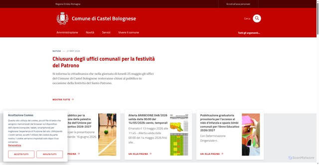 Security scan screenshot of https://www.comune.castelbolognese.ra.it