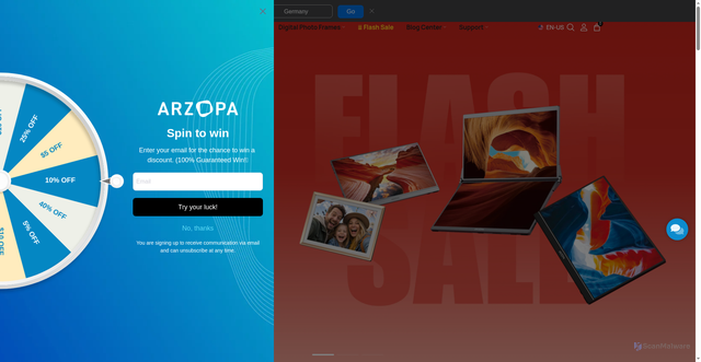 Security scan screenshot of https://www.arzopa.com