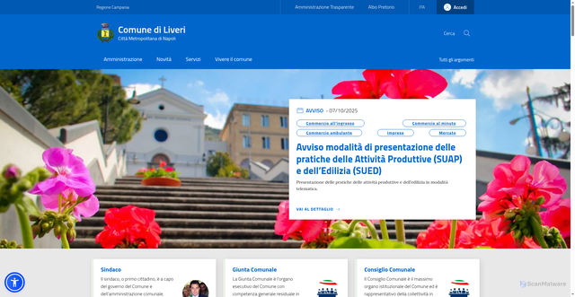 Security scan screenshot of https://www.comune.liveri.na.it