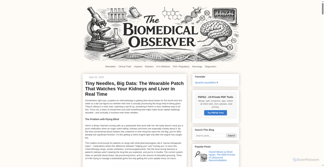 Security scan screenshot of https://biomedical-observer.pages.dev/2026/04/tiny-needles-big-data-the-wearable-patch-that-watc.html