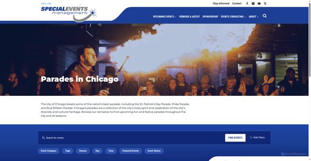 Security scan screenshot of https://chicagoevents.com/upcoming-events/parades/