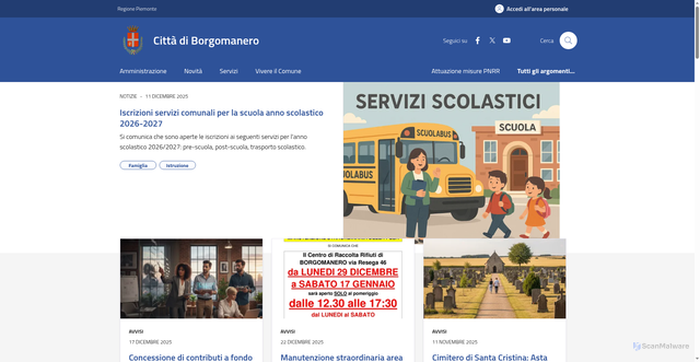 Security scan screenshot of https://www.comune.borgomanero.no.it/