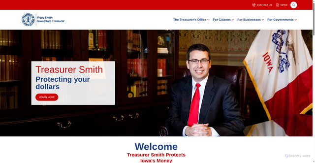 Security scan screenshot of https://www.iowatreasurer.gov/