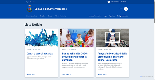 Security scan screenshot of https://www.comune.quintovercellese.vc.it/