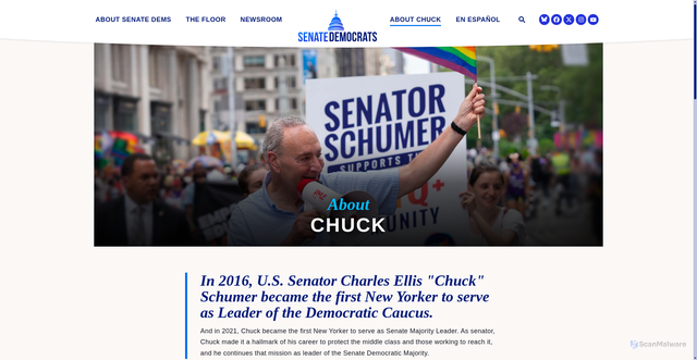 Security scan screenshot of https://www.democrats.senate.gov/about-chuck