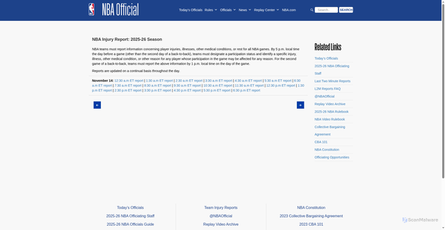 Security scan screenshot of https://official.nba.com/nba-injury-report-2025-26-season/