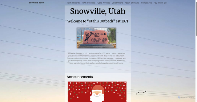 Security scan screenshot of https://snowvilletown.gov/