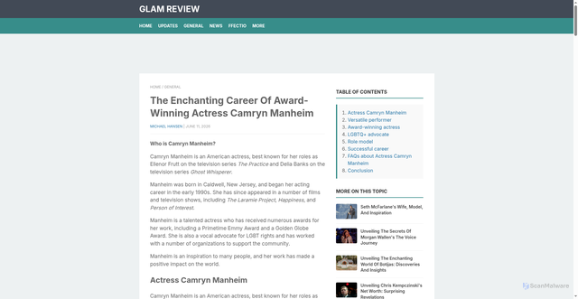 Security scan screenshot of https://vvs.mlga.ek.gov.ng/the-enchanting-career-of-award-winning-actress-camryn-manheim.html