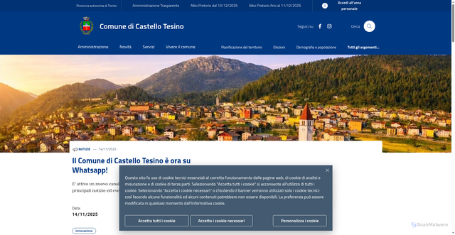 Security scan screenshot of https://www.comune.castello-tesino.tn.it