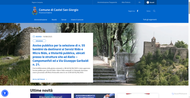 Security scan screenshot of https://www.comune.castelsangiorgio.sa.it/