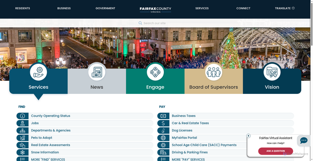 Security scan screenshot of https://www.fairfaxcounty.gov/