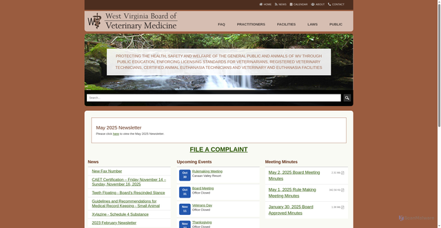Security scan screenshot of https://wvbvm.gov/