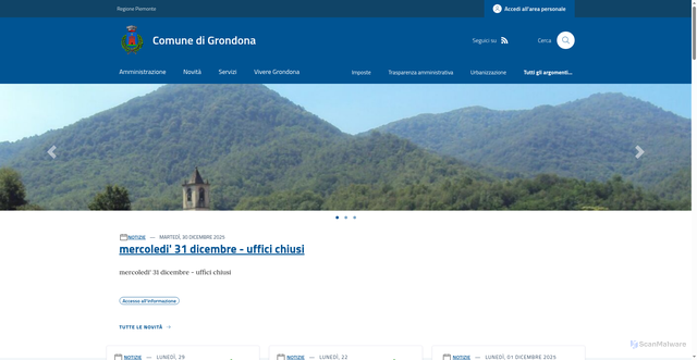 Security scan screenshot of https://www.comune.grondona.al.it/