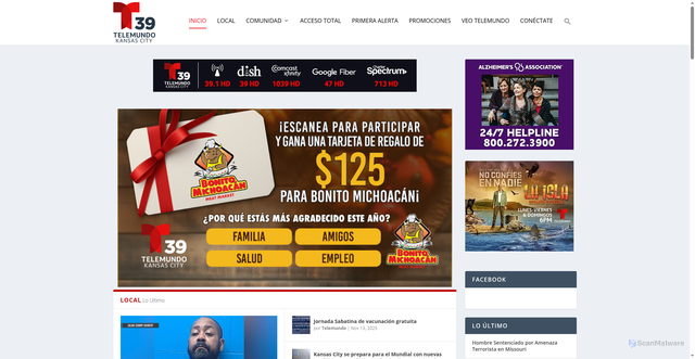 Security scan screenshot of https://telemundokc.com/