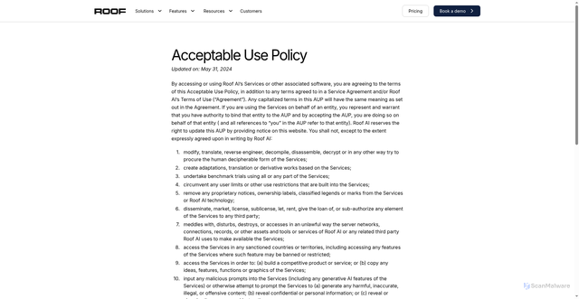 Security scan screenshot of https://roof.ai