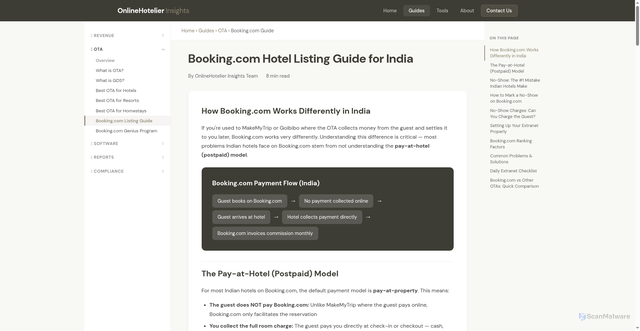 Security scan screenshot of https://insights.onlinehotelier.com/guides/ota/booking-com-hotel-listing-guide.html