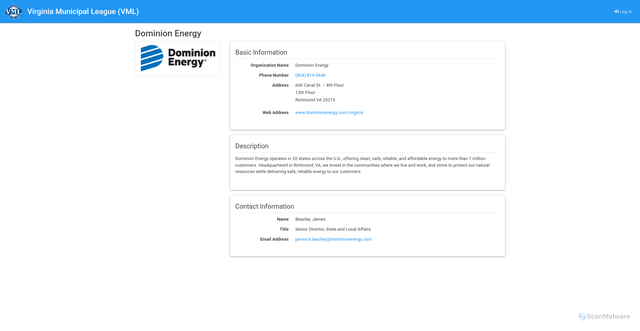 Security scan screenshot of https://www.vml.org/cv5/cgi-bin/organizationdll.dll/Info?ORGCD=555&WRP=organizationinfo.htm