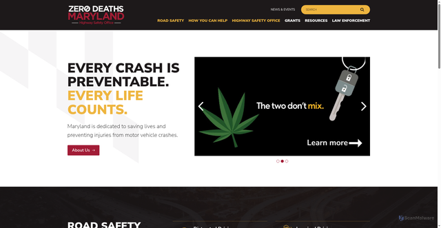 Security scan screenshot of https://zerodeathsmd.gov/