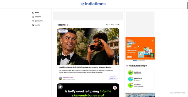 Security scan screenshot of https://indiatimes.com