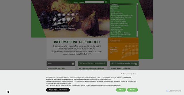 Security scan screenshot of https://www.fitosanitario.mo.it/