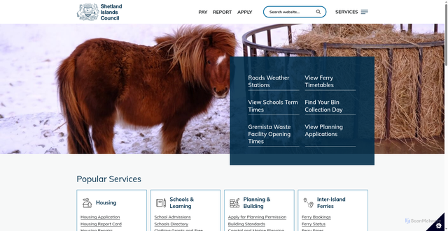 Security scan screenshot of https://www.shetland.gov.uk/