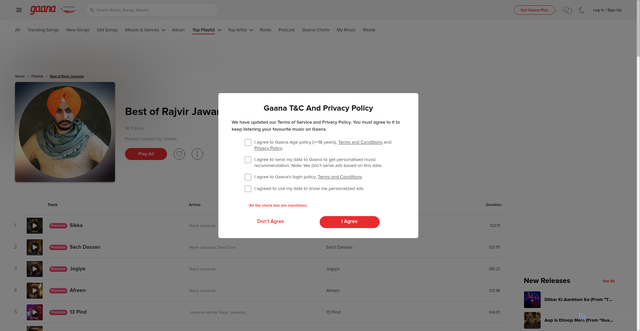 Security scan screenshot of https://gaana.com/playlist/gaana-dj-best-of-rajvir-jawanda