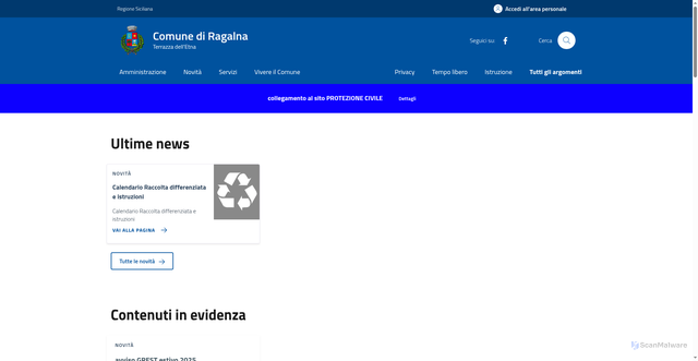 Security scan screenshot of https://www.comune.ragalna.ct.it/