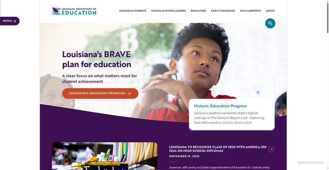 Security scan screenshot of https://doe.louisiana.gov/