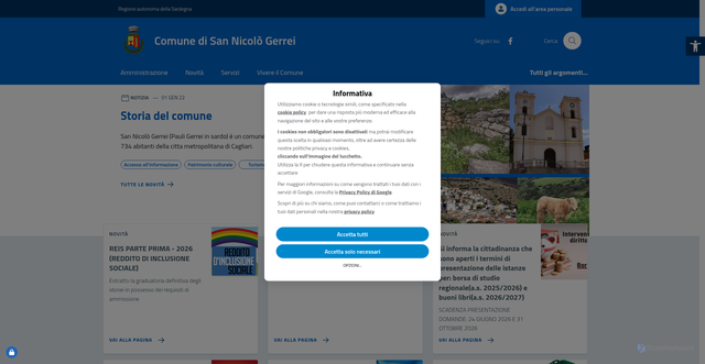 Security scan screenshot of https://www.comune.sannicologerrei.ca.it