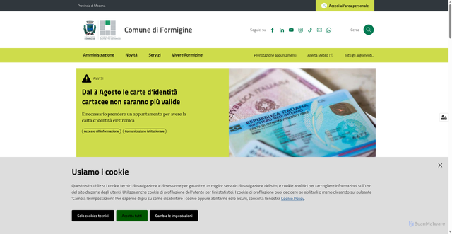 Security scan screenshot of https://www.comune.formigine.mo.it
