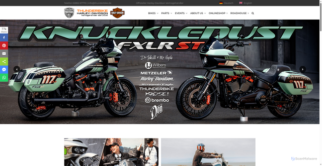 Security scan screenshot of https://www.thunderbike.de
