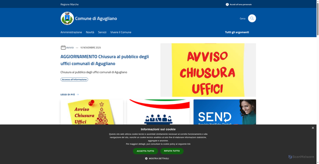 Security scan screenshot of https://www.comune.agugliano.an.it/it