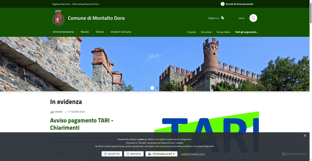 Security scan screenshot of https://www.comune.montalto-dora.to.it
