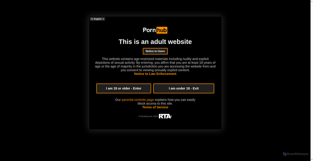 Security scan screenshot of https://www.pornhub.com