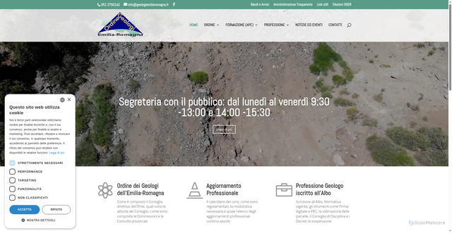 Security scan screenshot of https://www.geologiemiliaromagna.it/