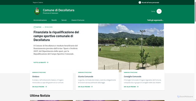 Security scan screenshot of https://www.comune.decollatura.cz.it