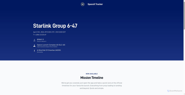 Security scan screenshot of https://spacextracker.com/