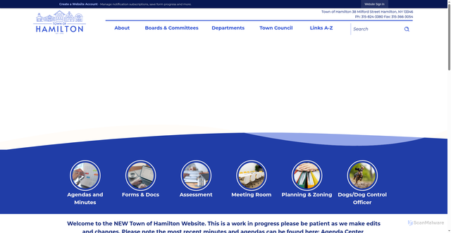 Security scan screenshot of https://townofhamiltonny.gov/