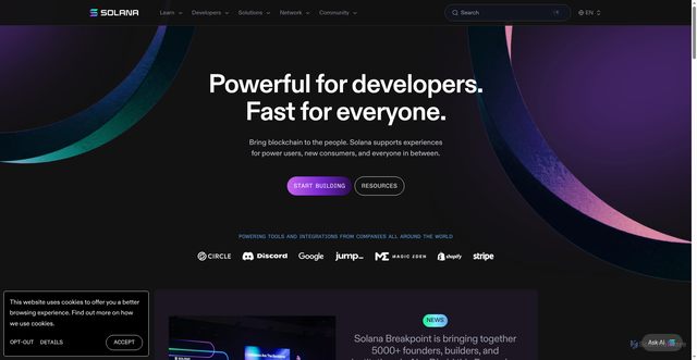 Security scan screenshot of https://solana.com/