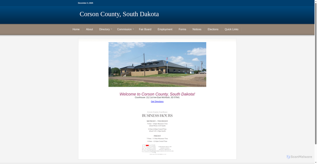 Security scan screenshot of https://corsoncountysd.gov/