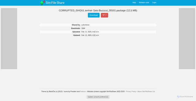 Security scan screenshot of https://simfileshare.net/download/5292909/