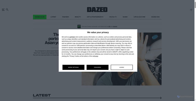 Security scan screenshot of https://www.dazeddigital.com