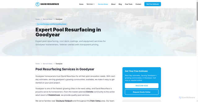Security scan screenshot of https://lp2601241041-david-resurface-m6rz8v.pages.dev/service-areas/goodyear/