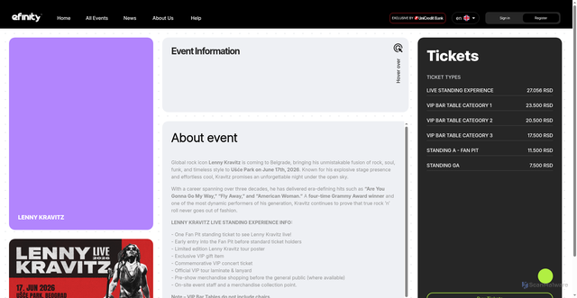 Security scan screenshot of https://efinity.rs/event-details/lenny_kravitz_31985