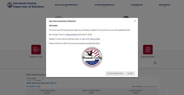 Security scan screenshot of https://www.hernandovotes.gov/