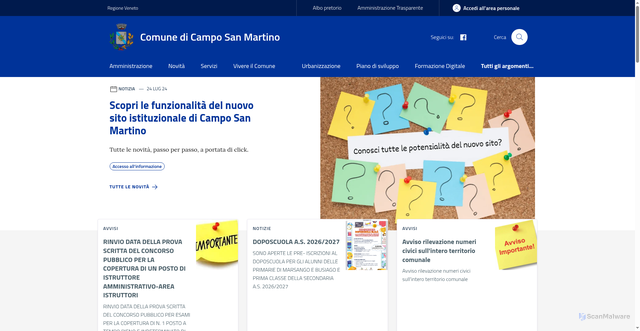 Security scan screenshot of https://www.comune.camposanmartino.pd.it/