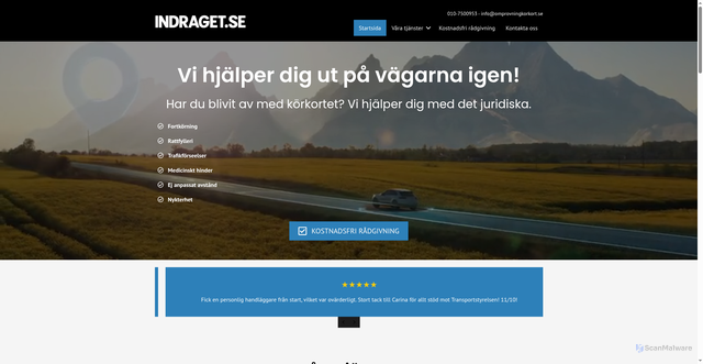 Security scan screenshot of https://indraget.se