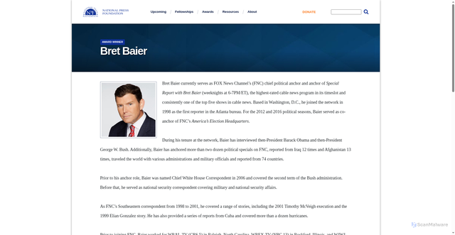 Security scan screenshot of https://nationalpress.org/award-winner/bret-baier/