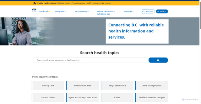 Security scan screenshot of https://healthlinkbc.ca